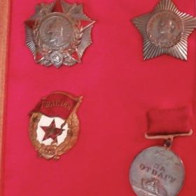 Орден Суворова, орден Александра Невского 3ст, медаль за отвагу, медаль за победу над Германией