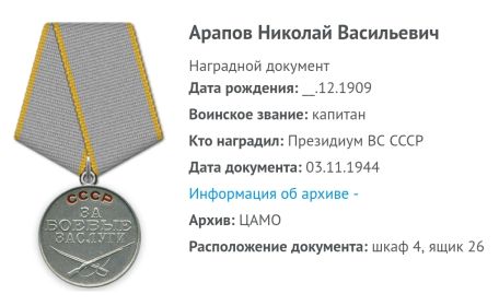 медаль "За Боевые заслуги"