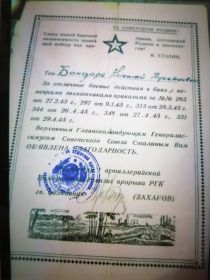 Медали "За боевые заслуги", "За взятие Кенигсберга", "За победу над Германией", благодарность