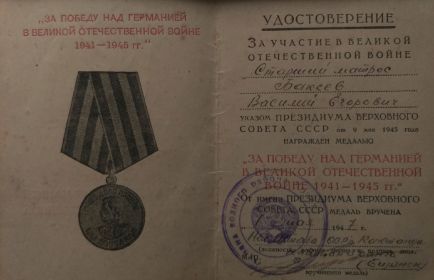 Медаль за Победу над Германией 9 мая 1945 года