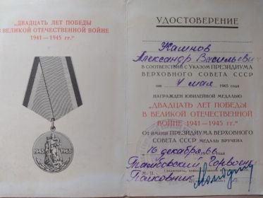 Медаль "Двадцать лет победы в Великой Отечественной войне 1941-1945г.г."