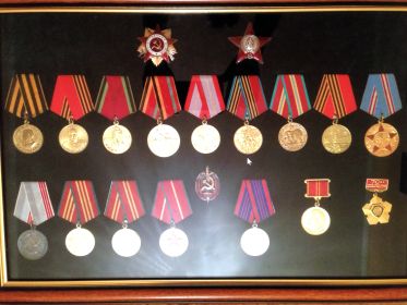 Орден Красной Звезды, Отечественной войны, знак Заслуженный чекист , медаль Георгия Жуков, юбилейные награды