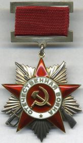 Орденом Отечественной Войны второй степени
