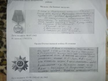 Медаль "За боевые заслуги", Орден отечественной войны второй степени