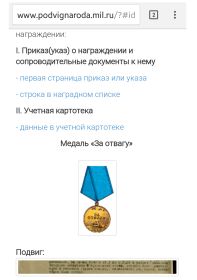 Медаль "За отвагу", орден Отечественной войны 2-й степени и другие награды.