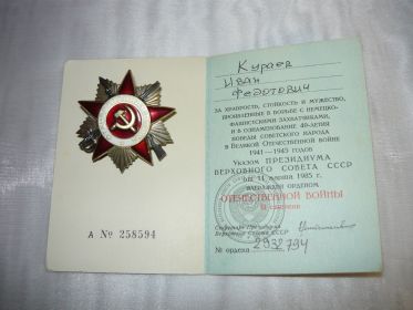 медаль «За боевые заслуги», орден «Отечественной войны II степени