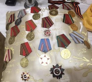 медаль за отвагу, медаль за победу в Японии и другие государственные награды за боевые и трудовые подвиги.