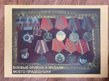 «За отвагу», «Орден Красного знамени», орден «Отечественной войны», «Медалью Жукова», «Орден инвалида войны» и мн.др.