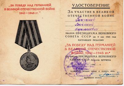 За победу над Германией в Великой Отечественной войне 1941-1945