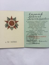 медалью "За победу над Германией в Великой Отечественной войне 1941-45гг",удостоверение А № 0396994, медалью "За освобождение Варшавы" АБ № 213683, вручена 14.0...
