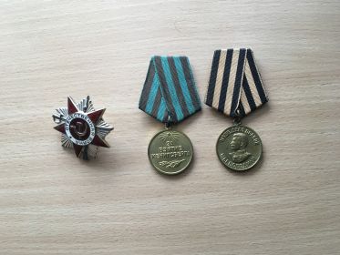 Орден Отечественной войны, медаль за взятия Кенигсберга, медаль за Победу над Германией