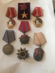 Медаль «За победу над Германией в Великой Отечественной войне 1941–1945 гг.»   Медаль «За отвагу» 06.05.1965