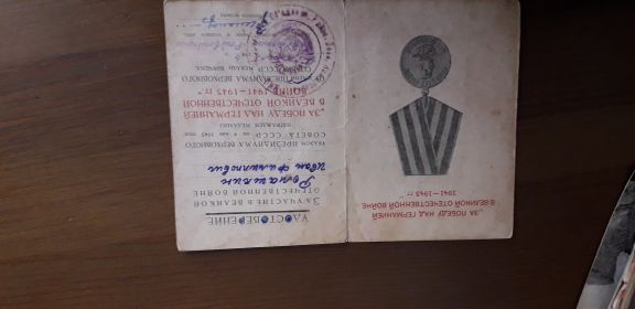 медаль "За Победу над Германией в Великой Отечественной войне"