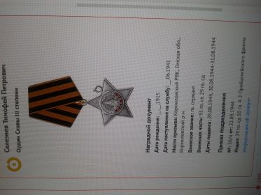 Орден Славы IIIстепени