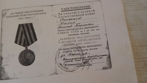 Медаль за победу над Германией в ВОВ 1941-1945