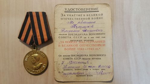 Медаль "За победу над Германией в Великой отечественной войне 1941 - 1945 гг."