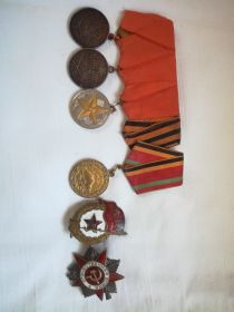 За боевые заслуги, за оборону Кавказа, за победу над Германией в ВОВ, Орден Отечественной Войны 2 степени,нагрудный знак"Гвардия".