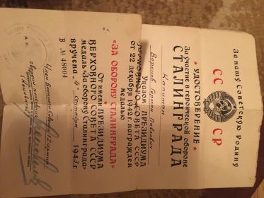 Медаль " За оборону Сталинграда"