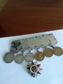 Медаль за отвагу, медаль за боевые заслуги, медаль за взятие Берлина, орден отечественной звезды, орден красной звезды