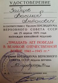 медаль "Тридцать лет победы в Великой отечественной войне 1941-1945 гг
