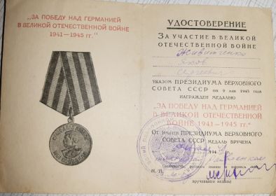 Медаль "За победу над Германией в Великой Отечественной войне 1941-1945 гг."