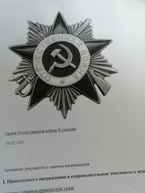 Орден Отечественной  войны II cтепени