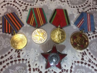 Медаль «За победу над Германией в Великой Отечественной войне 1941–1945 гг.», Медаль «За боевые заслуги»  20.06.1949, Орден Красной Звезды  05.11.1954