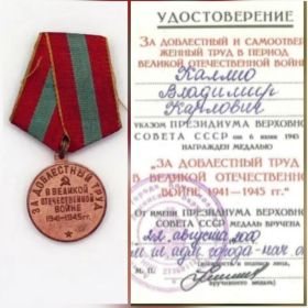 Медаль за доблестный труд в Великой Отечественной Войне 1941-1945гг