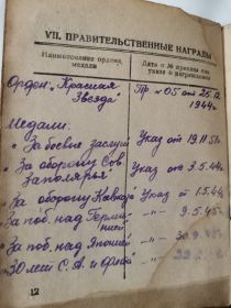 Перечень наград