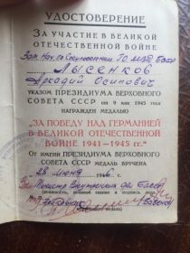 орден «Красная звезда», медаль «За боевые заслуги», медаль «За победу над Германией в ВОВ в 1941-1945 гг.»