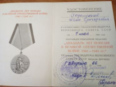 "20 лет победы в Великой Отечественной войне 1941-1945 гг."