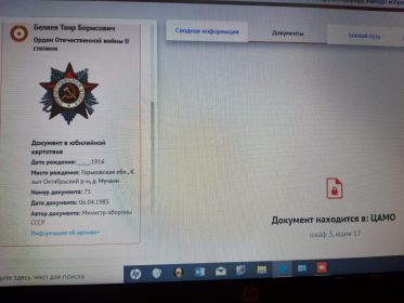 Медаль за отвагу, ордена к Юбилею окончания войны 30 и 40 лет, Орден Отечественной войны 2 степени