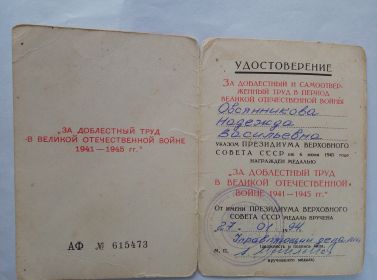 За Доблестный Труд в ВОВ