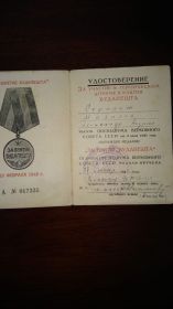 Орден Красной звёзды, медаль «за взятие Будапешта», «за отвагу», «за победу над Германией в Великой Отечественной войне 1941-1945»