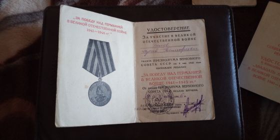 Медаль за победу над Германией в Великой Отечественной Войне 1941-1945 г.г.