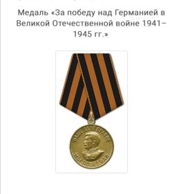 Медаль  "За победу над Германией в Великой Отечественной войне 1941-1945 гг."