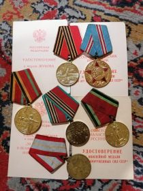 медаль «За боевые заслуги», медаль «За оборону Ленинграда».