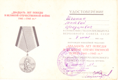 Двадцать лет победы в ВОВ 1941-1945 гг