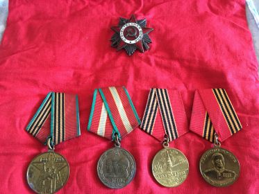 Медаль за победу над Германией, Орден Отечественной войны 2 степени, Медаль Маршала Советского Союза Г.К. Жукова