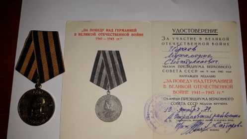 ЗА ПОБЕДУ НАД ГЕРМАНИЕЙ В ВЕЛИКЛЙ ОТЕЧЕСТВЕННОЙ ВОЙНЕ 1941-1945гг