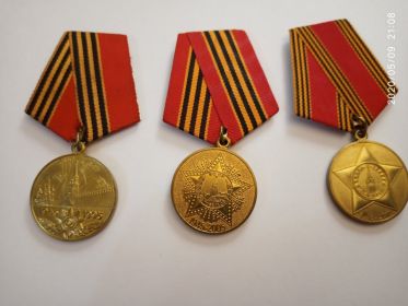 Юбилейные медали: 50 лет Победы в ВОВ, 60 лет Победы в ВОВ, 65 лет Победы в ВОВ