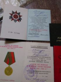 Орден отечественной войны 2 степени,медаль 40 лет победы.было много исчезли.
