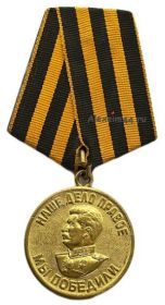 05.08.1946 Медаль «За Победу над Германией»  * Удостоверение:  Ю № 0030545
