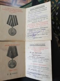 Медаль "За победу над Германией в ВОВ 1941-1945гг", "За взятие Берлина"