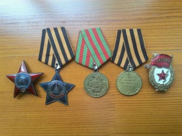 Орден Славы 3-й степени, Орден Красной звезды, медали.