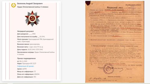 Орден Отечественной войны II степени 06.11.1945/01.03.1950, № 869585