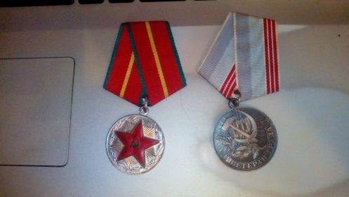 Медаль за 20 лет безупречной службы и Медаль: " Ветеран труда"
