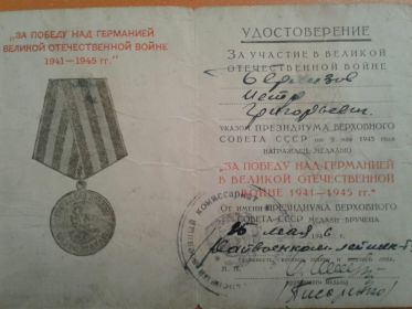 Медали «За победу над Германией в Великой Отечественной войне 1941-1945 гг.»