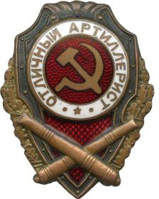 Нагрудный знак "Отличный артиллерист"