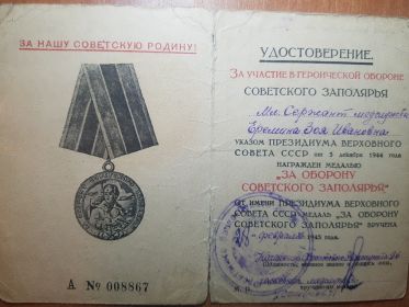 Медаль за оборону Советского Заполярья